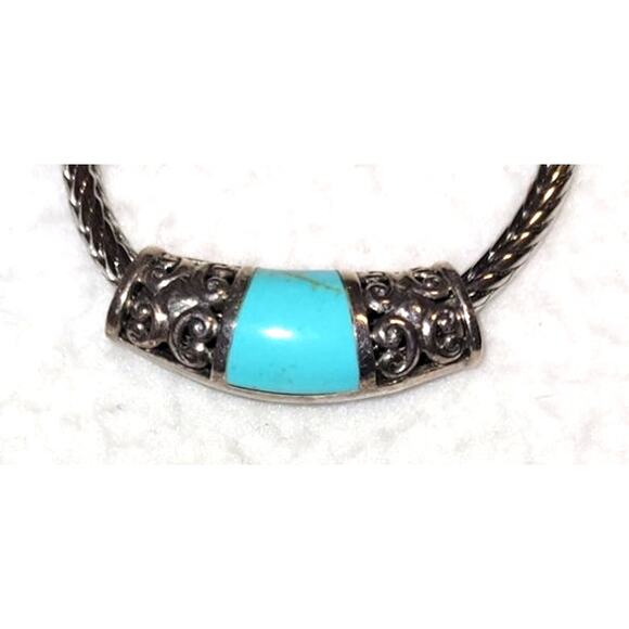 Lot 3 Faux Turquoise Necklaces Silvertone Choker Toggle Fringe Western Boho - Picture 10 of 10